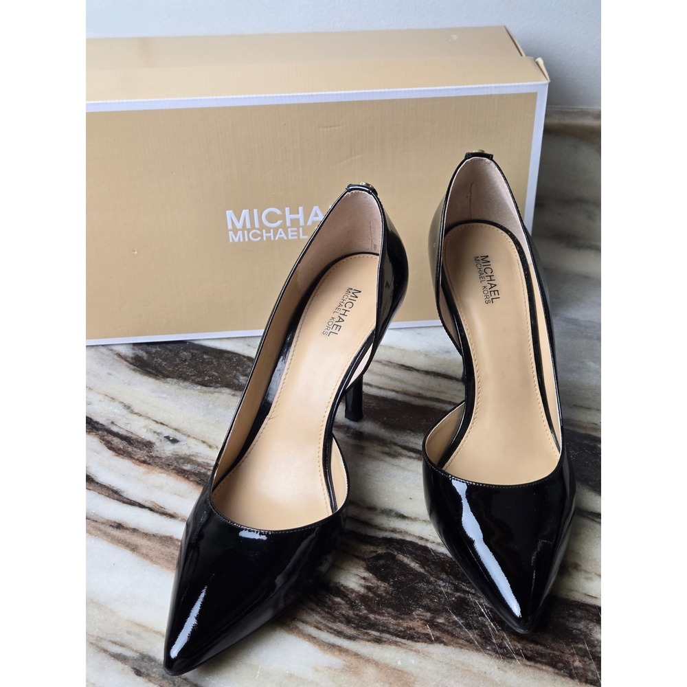 Michael Kors Black Patent Leather D'Orsay Pointed Toe Pumps PW16J Size 8.5M